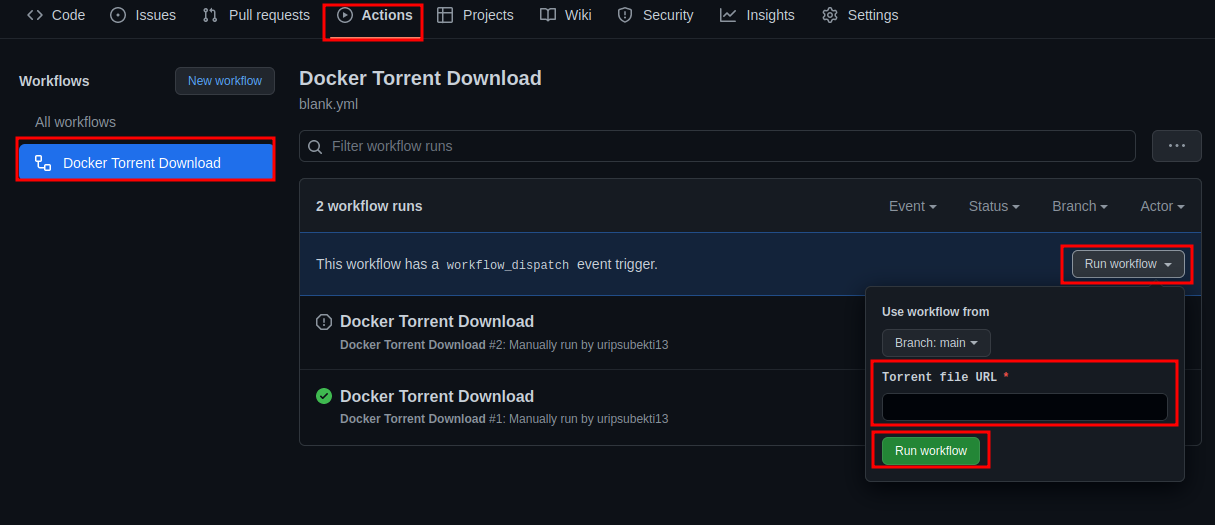 Download Torrent via Github Action