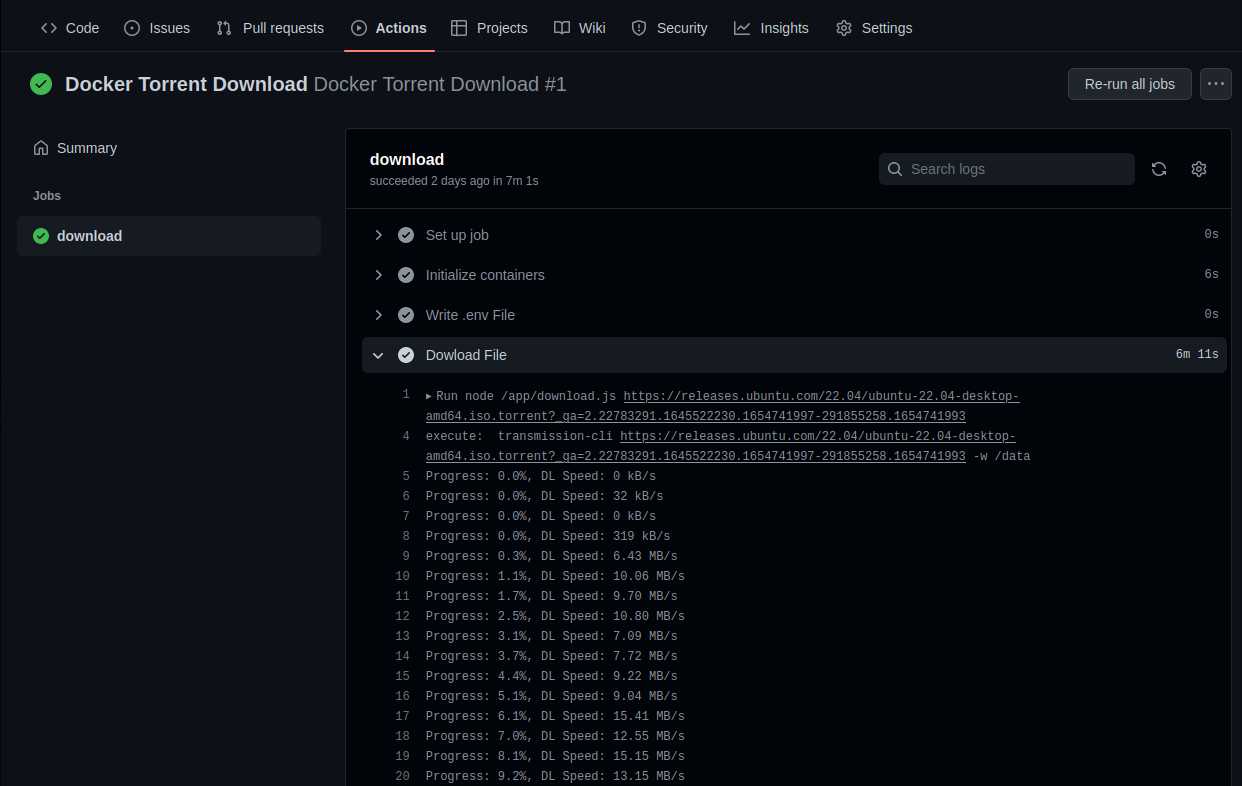 Download Torrent via Github Action